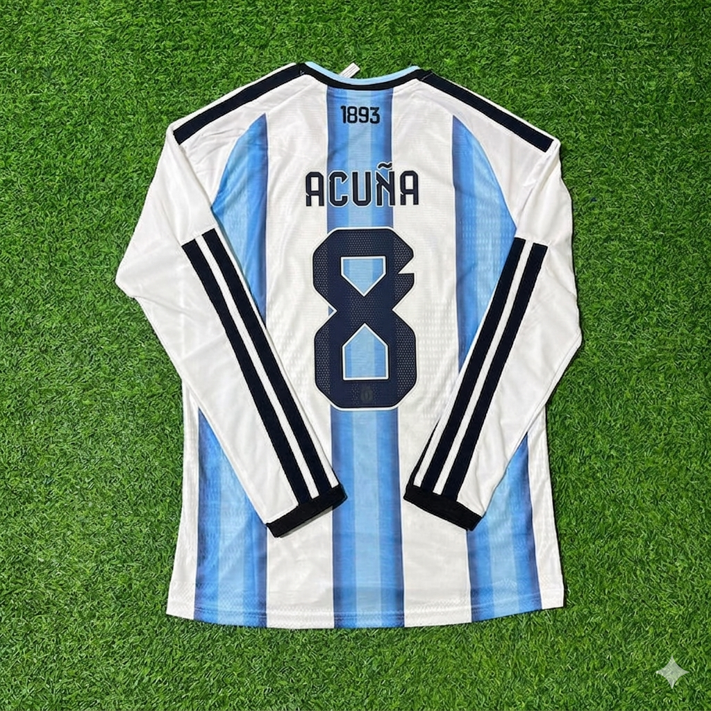 Marcos Acuña #8 Argentine Maillot de Foot Manches Longues Coupe du Monde 2026