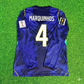 Marquinhos 4# Brasilien 2026 WM Langarm Blaues Auswärtstrikot