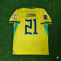 Maillot de football domicile jaune Matheus Cunha #21 Brésil Coupe du Monde 2026