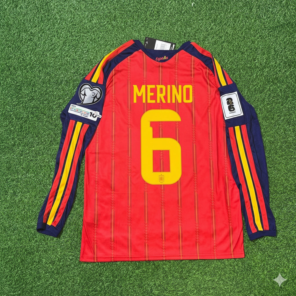Mikel Merino Spanien WM 2026 Heimtrikot Langarm-Trikot
