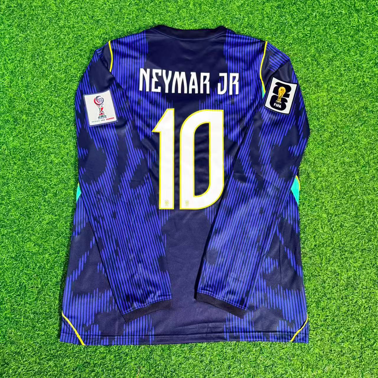 Neymar Jr. #10 Brasilien 2026 Weltmeisterschaft Langarm-Auswärtstrikot Blau