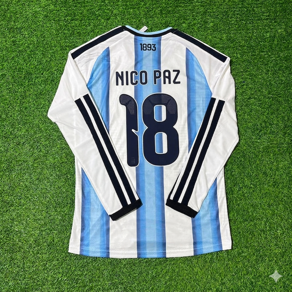 Nico Paz #18 Argentine Coupe du Monde 2026 Ensemble Maillot de Foot à Manches Longues