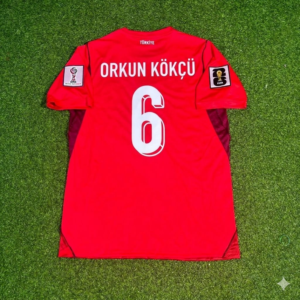 Orkun Kökçü #6 Turquie - Coupe du Monde 2026 - Domicile Rouge - Maillot