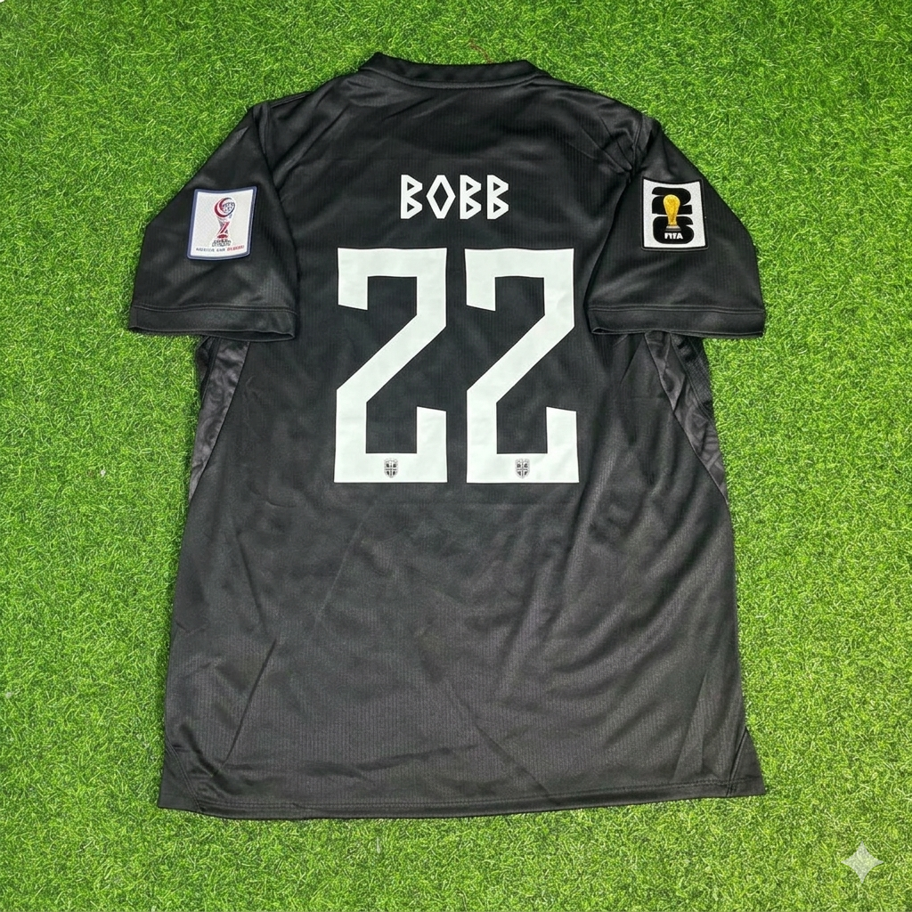 Maillot de football extérieur noir Oscar Bobb #22 Norvège Coupe du Monde 2026