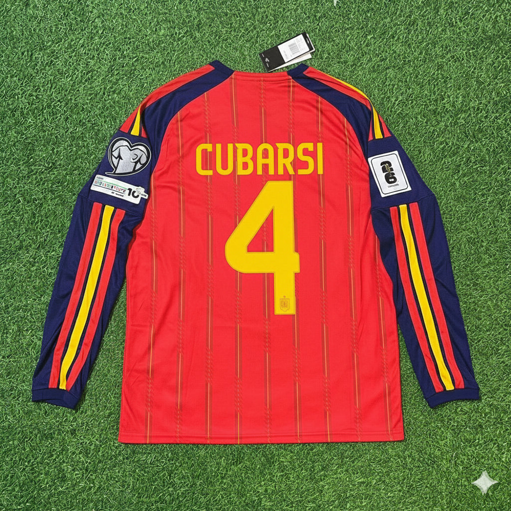 Pau Cubarsi Spanien WM 2026 Heimtrikot Langarm-Trikot Trikot Maillot