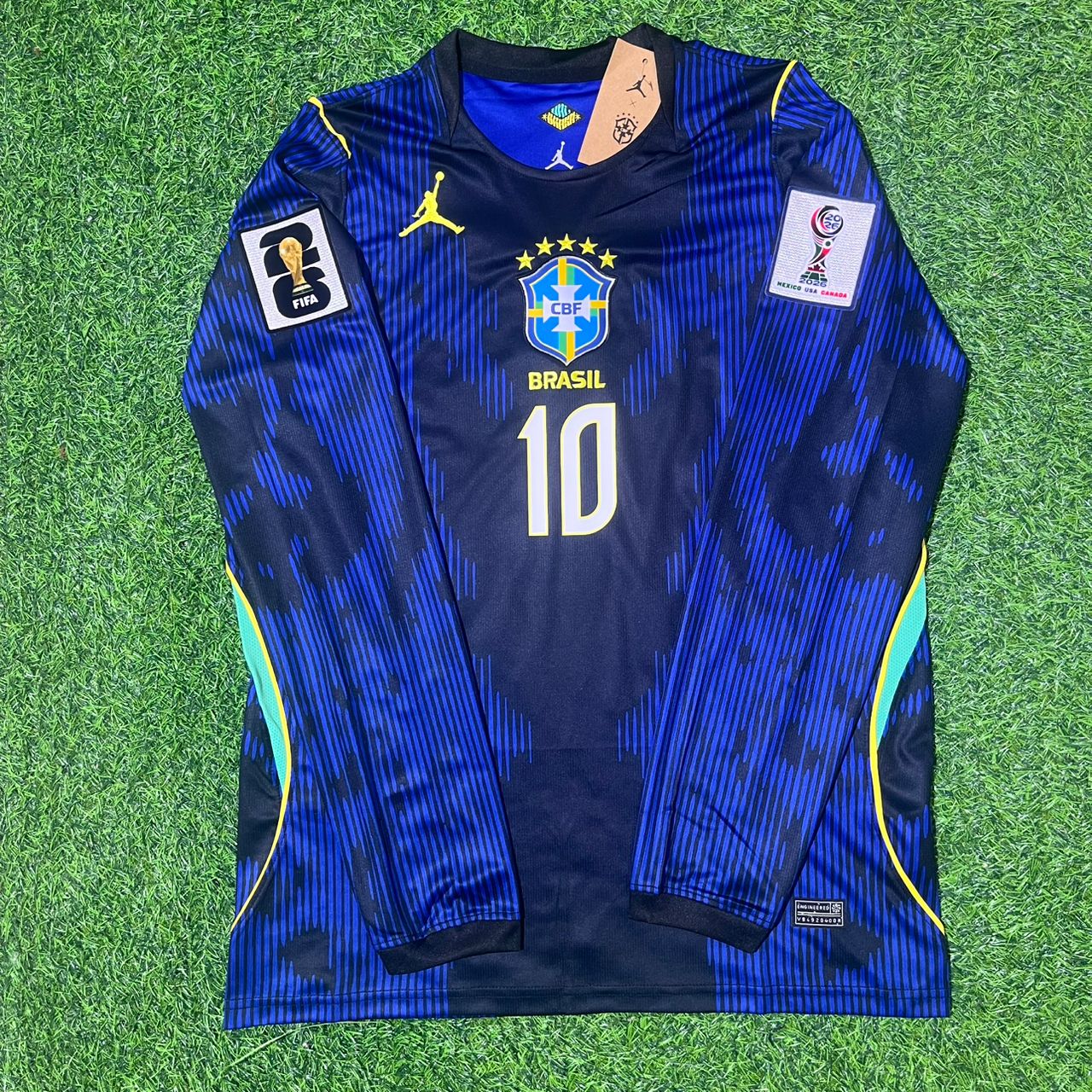 Raphinha 10# Brasilien 2026 Weltmeisterschaft Ärmel Blau Auswärtstrikot