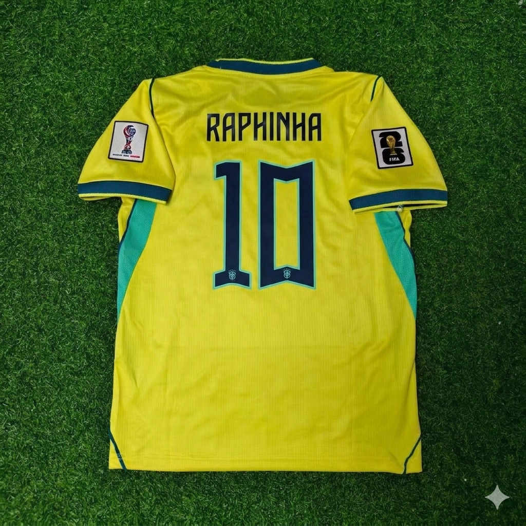 Maillot de Foot Domicile Jaune Brésil Coupe du Monde 2026 Raphinha #10