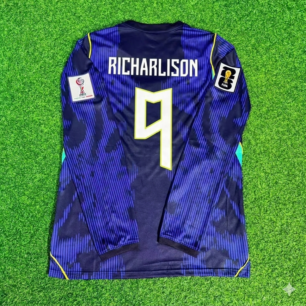 Richarlison 9# Brasilien WM 2026 Ärmel Blau Auswärtstrikot