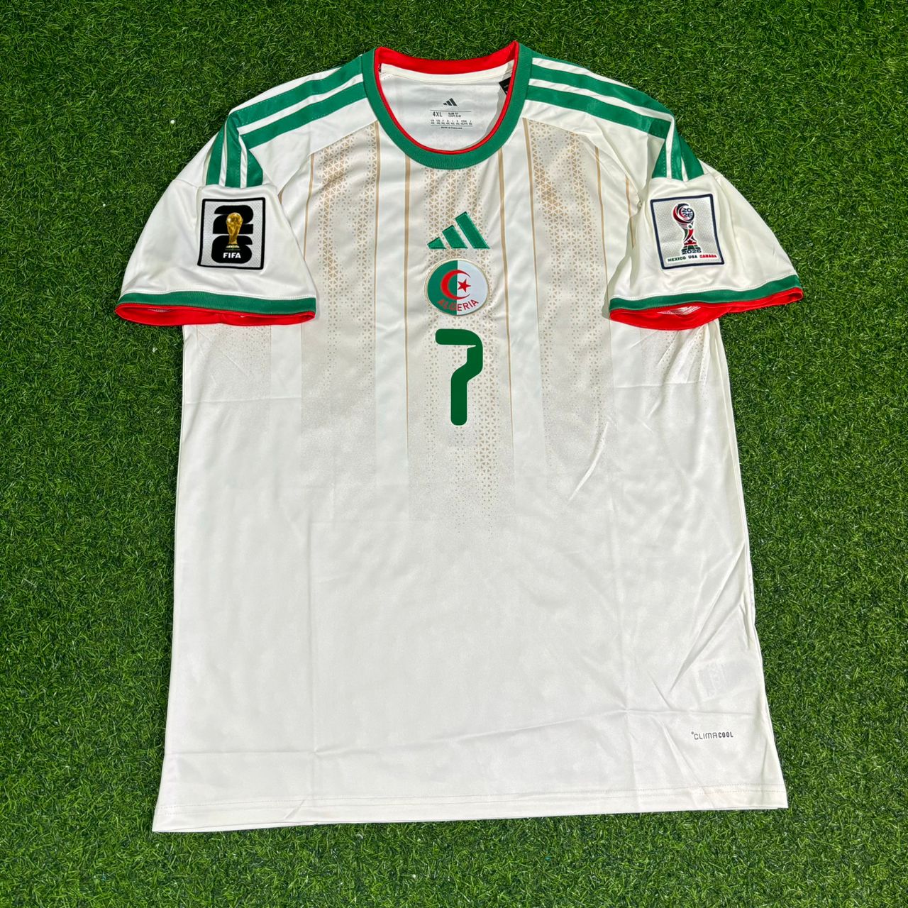 Maillot de football blanc Riyad Mahrez Algérie Coupe du Monde 2026