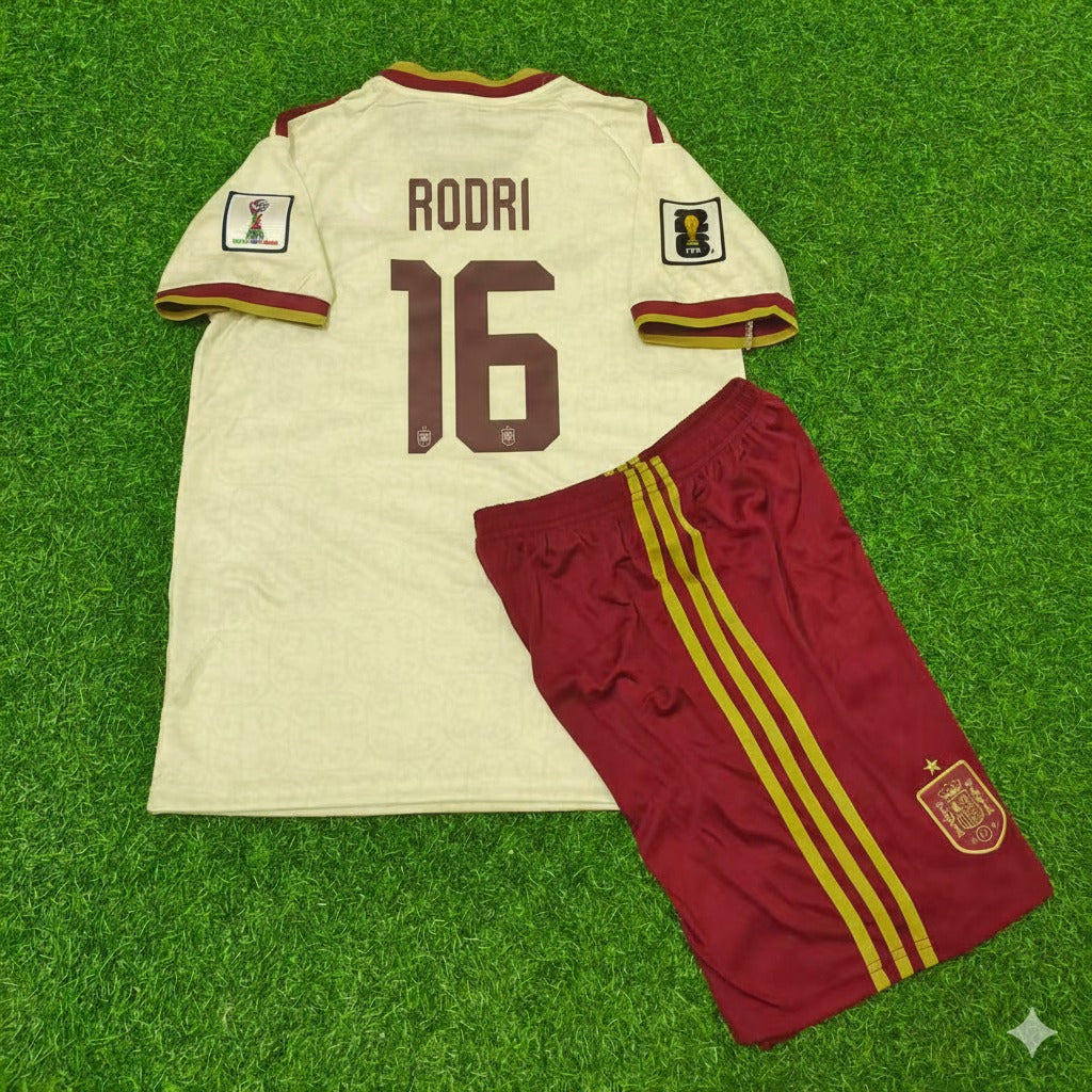 Rodri 16 – Maillot de football Enfant Espagne Coupe du Monde 2026 Extérieur