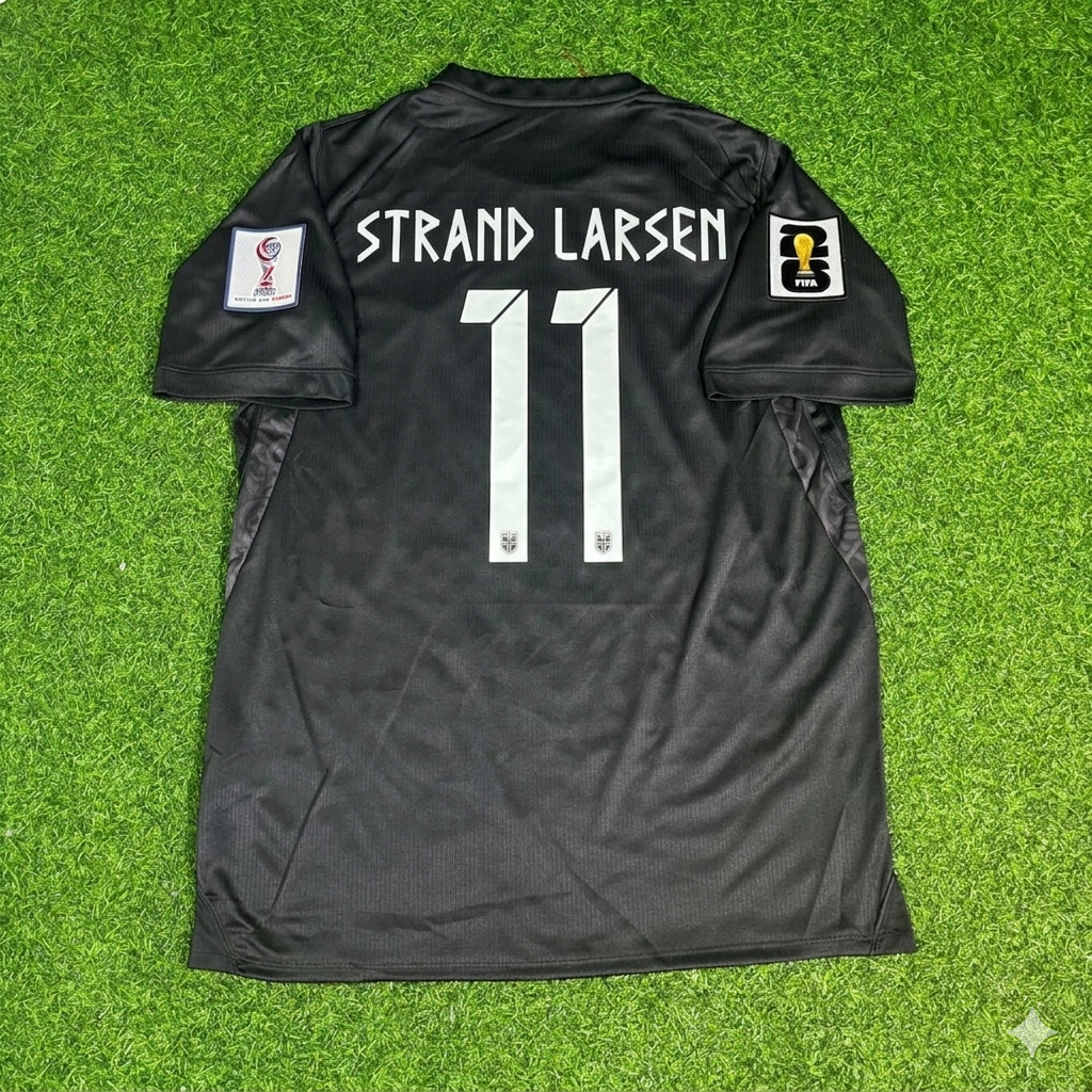 Maillot de Foot Extérieur Noir Jørgen Strand Larsen #11 Norvège Coupe du Monde 2026