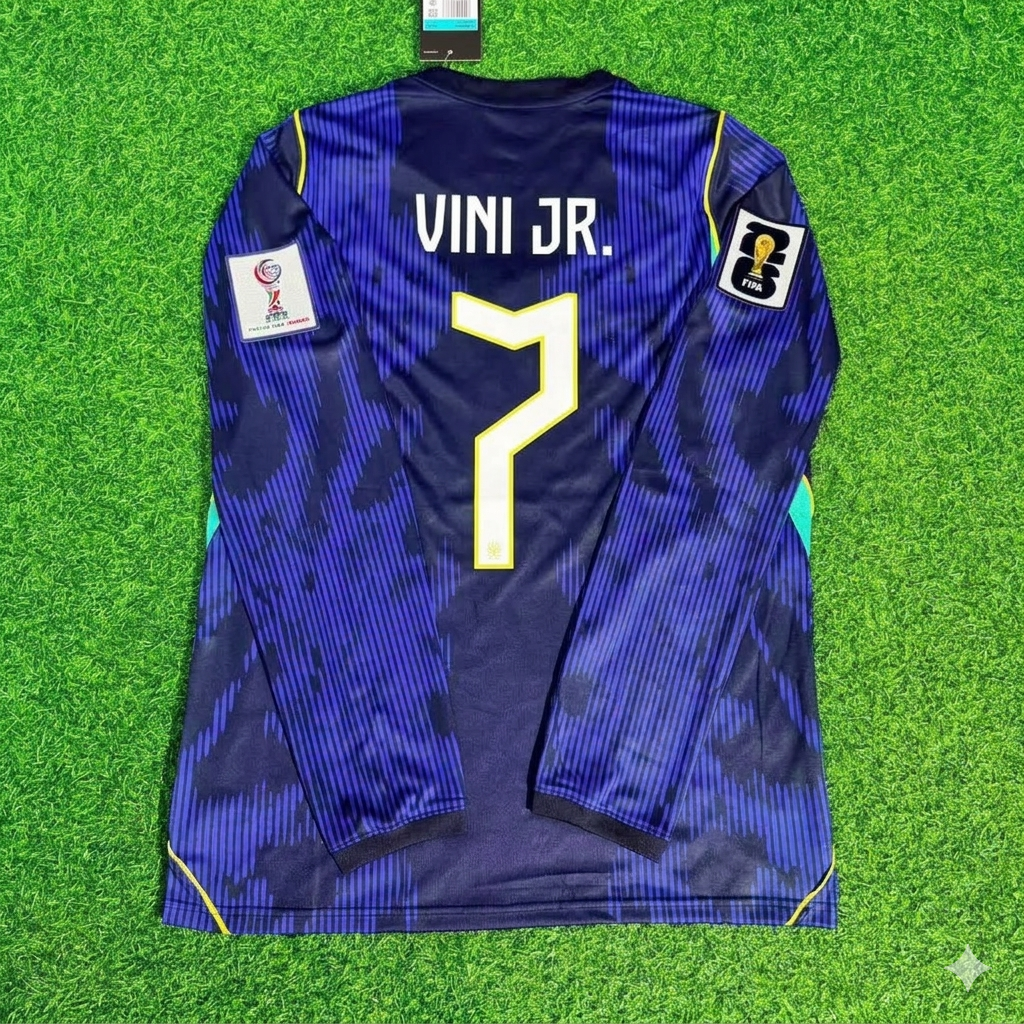 Vinicius Júnior 7# Brasilien 2026 WM Ärmel Blau Auswärtstrikot