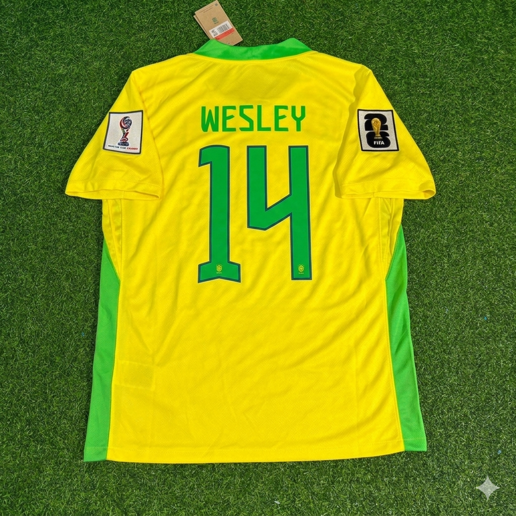 Maillot de football nouvelle saison Coupe du Monde 2026 Brésil Wesley #14